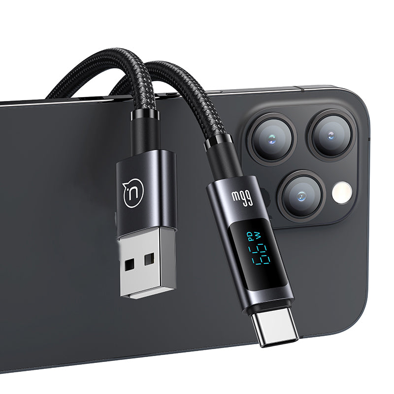 USAMS US-SJ673 USB-A to Type-C 6A Fast Charging Cable 1.2m Aluminum Alloy Digital Display Charger Data Cable USAMS US-SJ673 USB-A to Type-C 6A Fast Charging Cable 1.2m Aluminum Alloy Digital Display Charger Data Cable